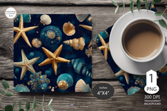 Seashells Mug coaster | Coaster Mug Sublimation | Starfish Product Image 1