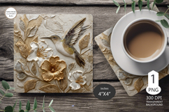 Hummingbird Mug coaster|Pink Flowers Coaster Sublimat Product Image 1