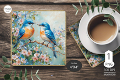Mug coaster with Rose|Pink Rose Coaster Sublimation png Product Image 1
