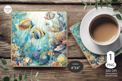 Marine fish Mug coaster| Coaster Mug Sublimation| seashells Product Image 1