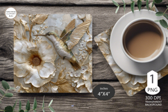 Hummingbird Mug coaster|Pink Flowers Coaster Sublimat Product Image 1