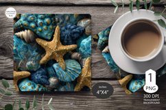 Seashells Mug coaster | Coaster Mug Sublimation | Starfish Product Image 1