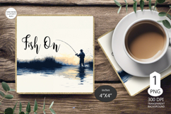 Fish on Mug coaster| Coaster Mug Sublimation| fisherman fish Product Image 1