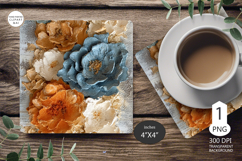Mug coaster with Rose|Pink Rose Coaster Sublimation png Product Image 1