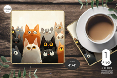Cat Mug coaster | Coaster Mug Sublimation | Cats png Product Image 1