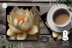 Mug coaster 3D lotus| Mug Coaster Sublimation flowers Product Image 1
