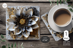 Mug coaster 3D lotus| Mug Coaster Sublimation flowers Product Image 1