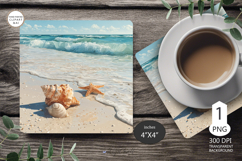 Seashells Mug coaster | Coaster Mug Sublimation | Starfish Product Image 1