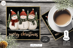 Mug Coaster with Christmas Snowman| Vintage Snowman Coaster Product Image 1