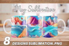 3D Ocean Landscape Mug Wrap | Sublimation Coffee Cup Product Image 1