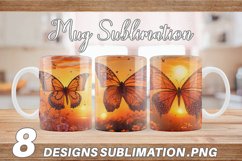 Butterfly with Sunset Mug Wrap| Mug sublimation design Product Image 1