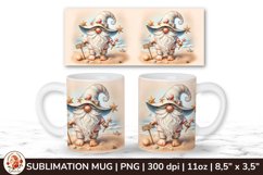 Beach Mug, 11oz mug wrap, Gnome Mug, Beach Gnome Product Image 1