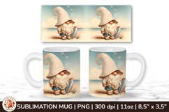 Beach Mug, 11oz mug wrap, Gnome Mug, Beach Gnome Product Image 1