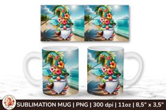 Beach Mug, 11oz mug wrap, Gnome Mug, Beach Gnome Product Image 1
