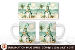 Beach Mug, 11oz mug wrap, Gnome Mug, Beach Gnome Product Image 1