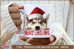 Merry Christmas Husky png, Christmas Peeking Husky png Product Image 3