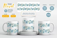 Floral Mug Sublimation Wraps in PNG. 11oz & 15oz Mugs Product Image 1