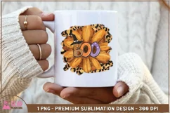 Boo Sunflower png, Halloween Leopard Sunflower Sublimation Product Image 6