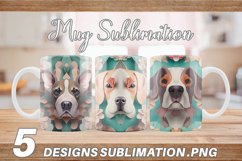 3D Dog Floral Mug Wrap | Sublimation Coffee Product Image 1