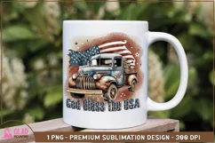 4th of July God Bless America vintage truck sublimation Product Image 2