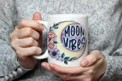 Moon Vibes Sublimation design - floral moon png Product Image 3