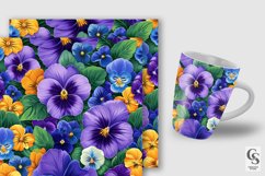 Spring Pansy Flowers Digital Paper Patterns Product Image 4