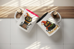 Halloween black cat tumbler mug clipart sublimation design Product Image 4