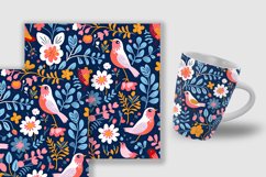 Cute Floral Birds Seamless Patterns, Birds Digital Papers Product Image 4