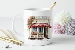 Red &amp; Cream Cafe Watercolor Clipart Illustrations Product Image 4