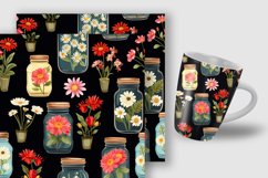 Cute Floral Jars Digital Papers, Jars &amp; Flowers Patterns Product Image 5