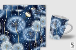 Blue Winter Dandelions Digital Paper Patterns Product Image 2