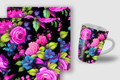 Neon Shabby Chic Floral Pattern Digital Papers Product Image 4