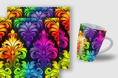 Colorful Rainbow Damask Pattern Digital Papers Product Image 5