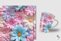 Pastel 3D Inflated Flowers Seamless Patterns Product Image 4