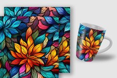 Stained Glass Flowers Seamless Pattern Digital Papers Product Image 5