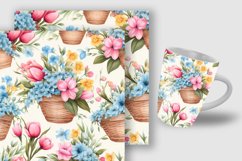 Watercolor Floral Baskets Seamless Patterns Product Image 5