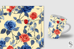 Red Blue Watercolor Roses Seamless Pattern Product Image 2