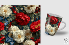 Patriotic American Floral Seamless Patterns Product Image 2