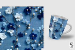 Blue Beaded Floral Embroidery Seamless Patterns Product Image 2