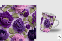 Purple Flowers Embroidery Digital Paper Product Image 2