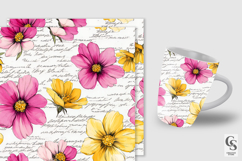 Pink and Yellow Cosmos Flowers Seamless Patterns Product Image 2