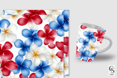 Red Blue American Plumeria Seamless Patterns Product Image 3