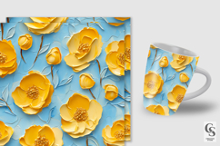 3D Impasto Painted Golden Poppies Pattern Product Image 2
