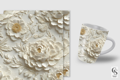 White Embossed Flowers Seamless Patterns Product Image 2