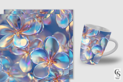 3D Holographic Flowers Seamless Patterns Product Image 2