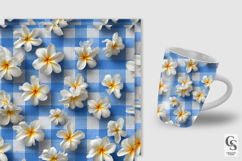 Blue Plumeria Floral Plaid | Tropical Checkered Patterns Product Image 4