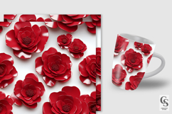 3D Red Camellia Flowers Digital Papers Product Image 2