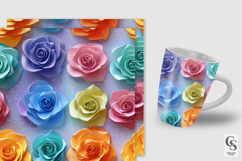 3D Rainbow Colorful Clay Roses Seamless Patterns Product Image 2