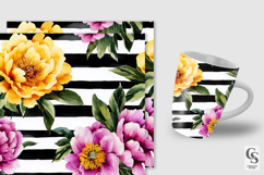 Pink and Yellow Striped Peony Flowers Patterns Product Image 4