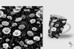 Black and White Daisy Wildflowers Seamless Pattern Product Image 2